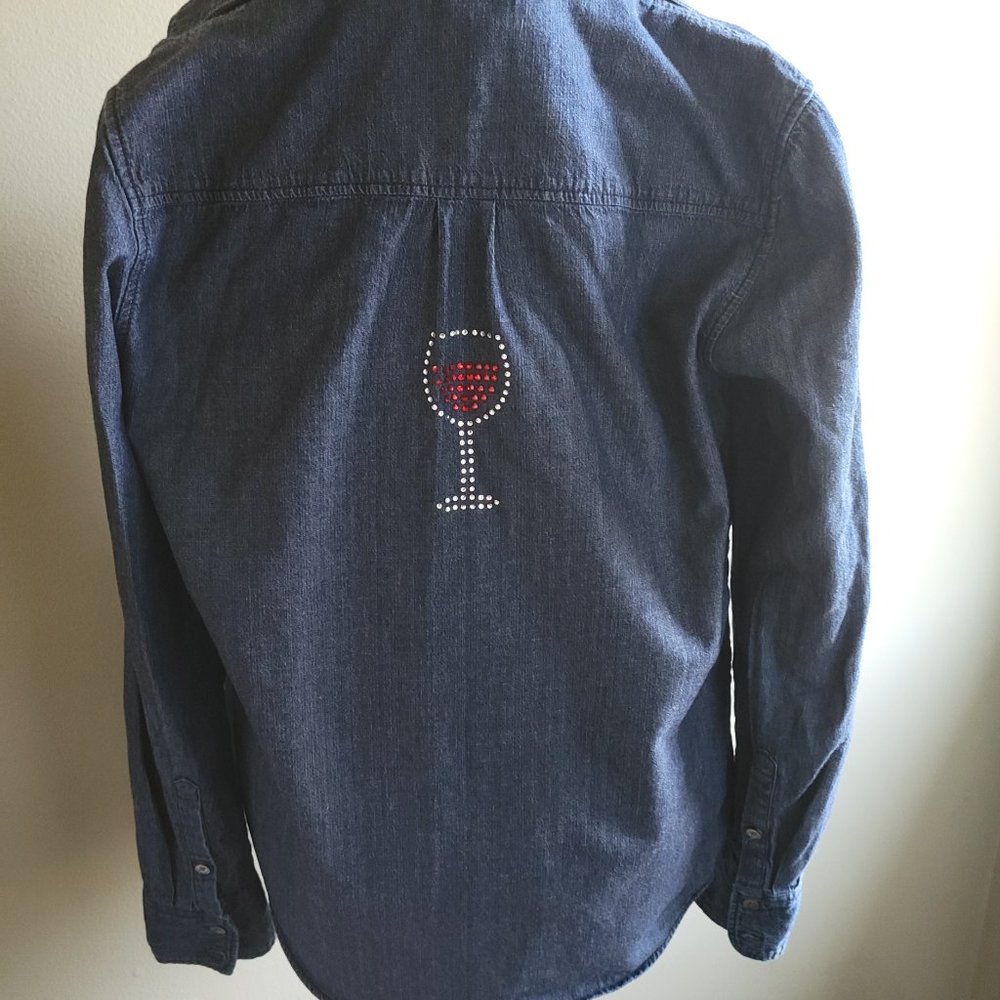 Upcycled Red Wine Denim Shirt
